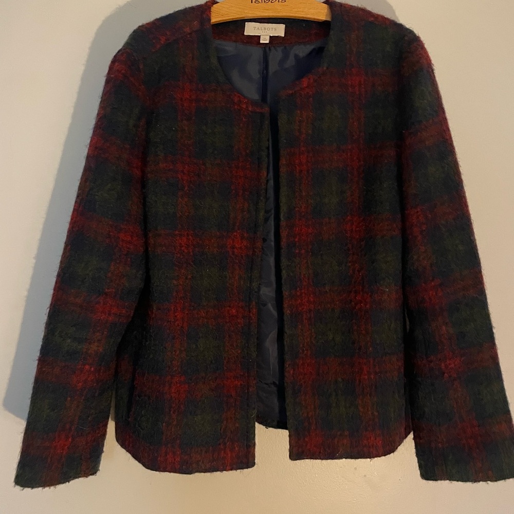 Women's Red and Green Plaid Jacket